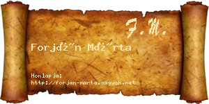 Forján Márta névjegykártya